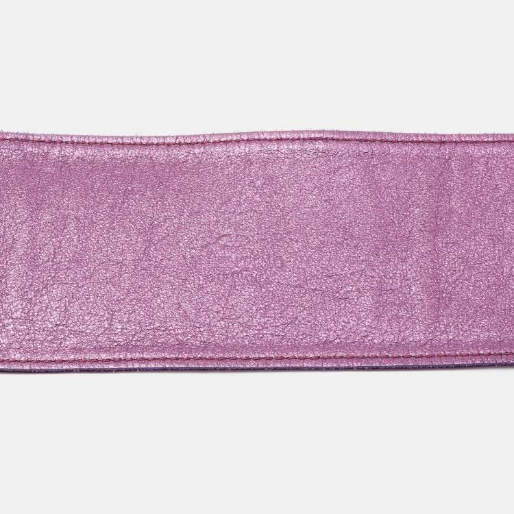 Pre Owned Valentino Purple Leather Crystal Embellished Wrap Belt