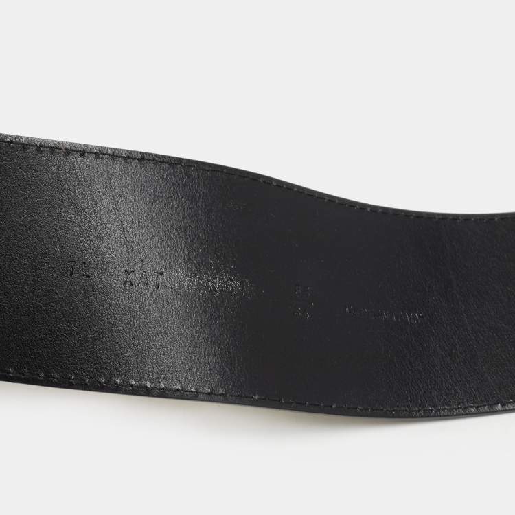 Pre Owned Valentino Pale Gold Leather Crystal Embellished Waist Belt 85CM