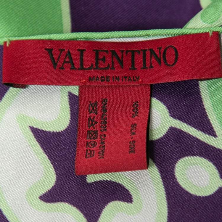 Pre Owned Valentino Multicolour Floral Print Silk Scarf 