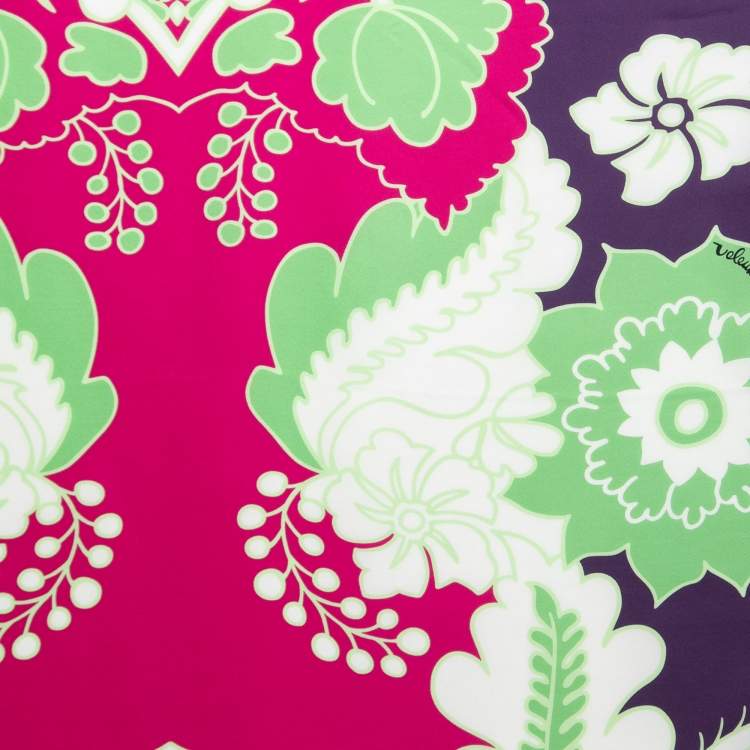 Pre Owned Valentino Multicolour Floral Print Silk Scarf 