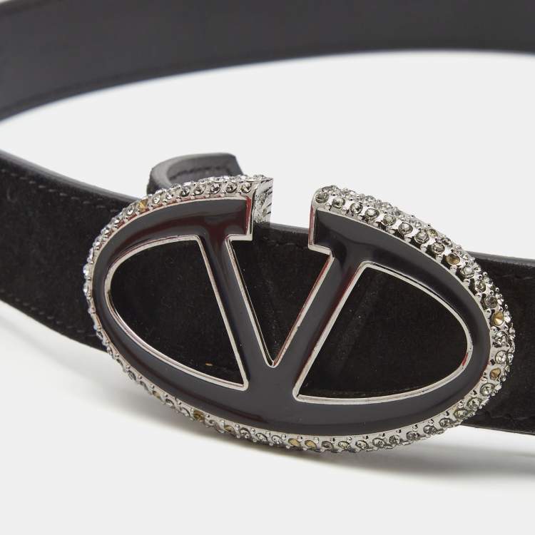 Valentino - 3cm Logo-Embellished Leather Belt - Black Valentino