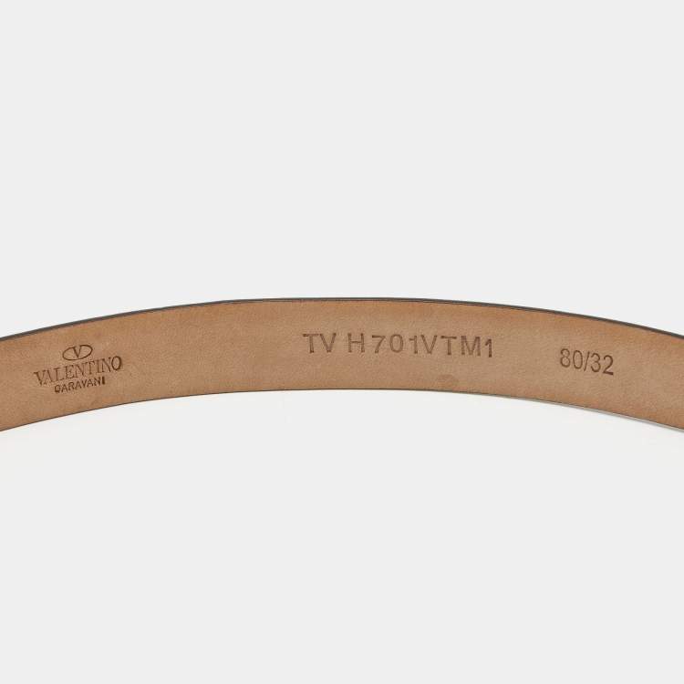 Pre Owned Valentino Red Leather Phoenix Buckle Belt 80 CM
