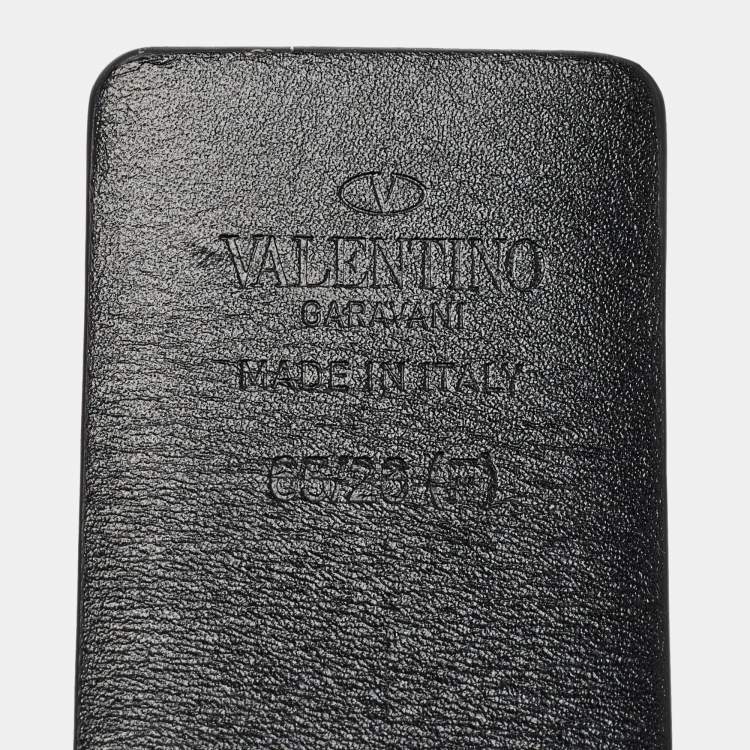 مملوكة مسبقًا Valentino Black/Brown Leather VLogo Reversible Belt 65CM