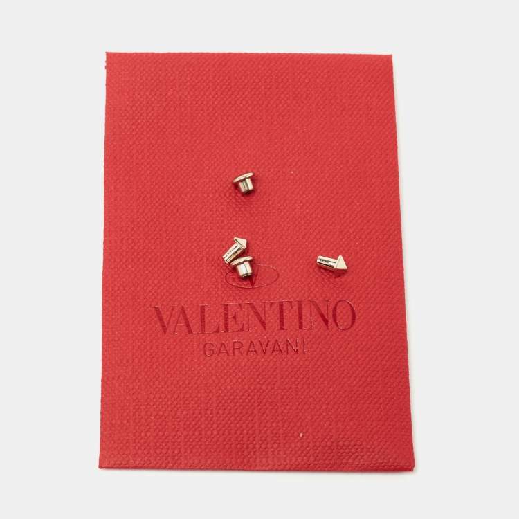 Pre Owned Valentino Rockstud Blue Leather Silver Tone Wrap Bracelet