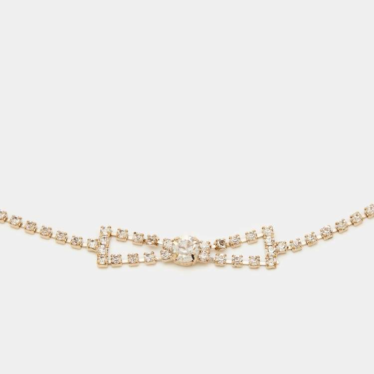 Pre Owned Valentino Gold Tone Crystal Bow Link Belt
