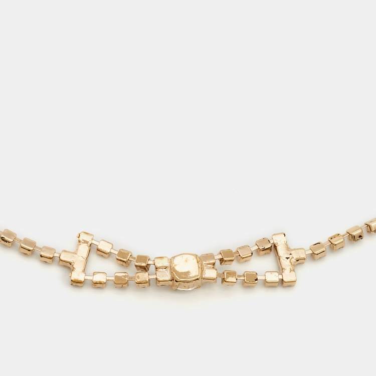 Pre Owned Valentino Gold Tone Crystal Bow Link Belt