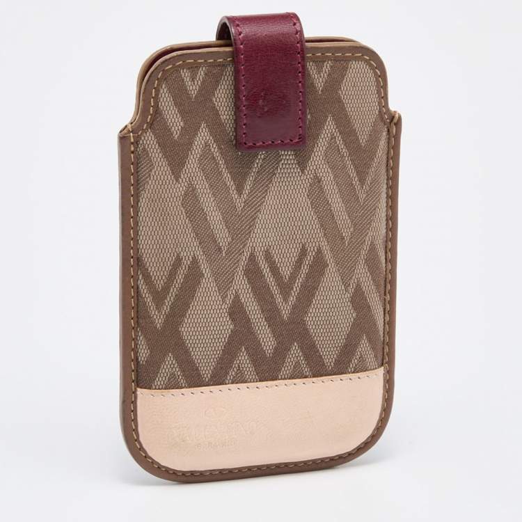 Pre Owned Valentino Tricolor V Print Fabric and Leather Flap Phone Cover