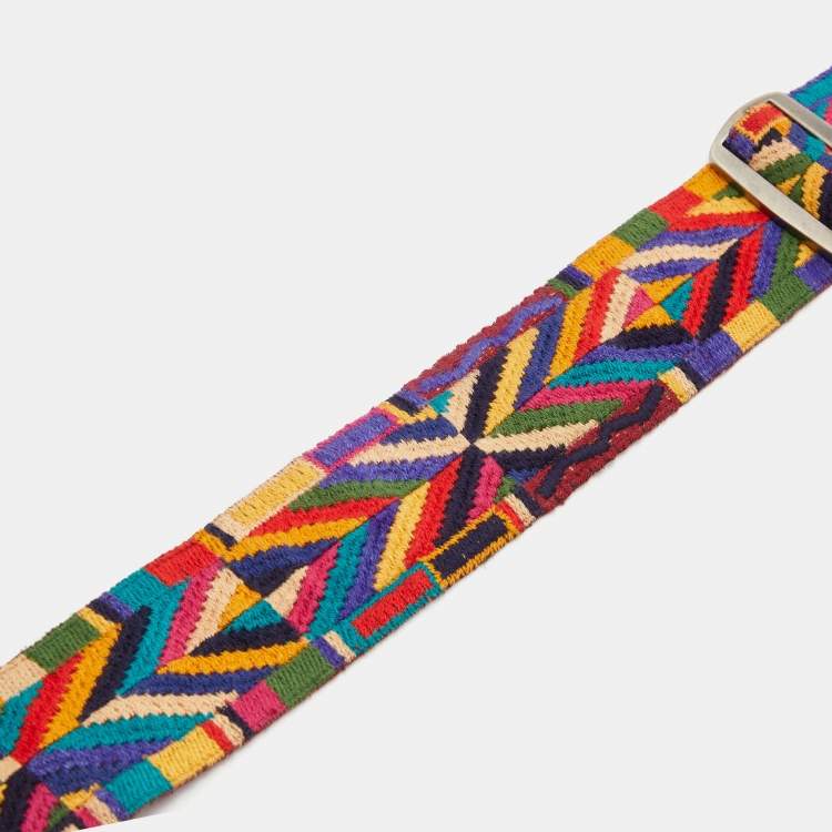 Pre Owned Valentino Multicolor Native Couture 1975 Embroidery Guitar Rockstud Bag Strap