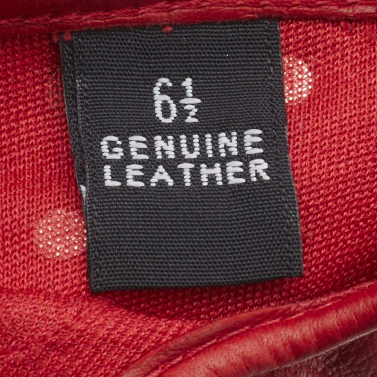 Pre Owned Valentino Red Leather Rockstud Rouge Gloves Size 6.5