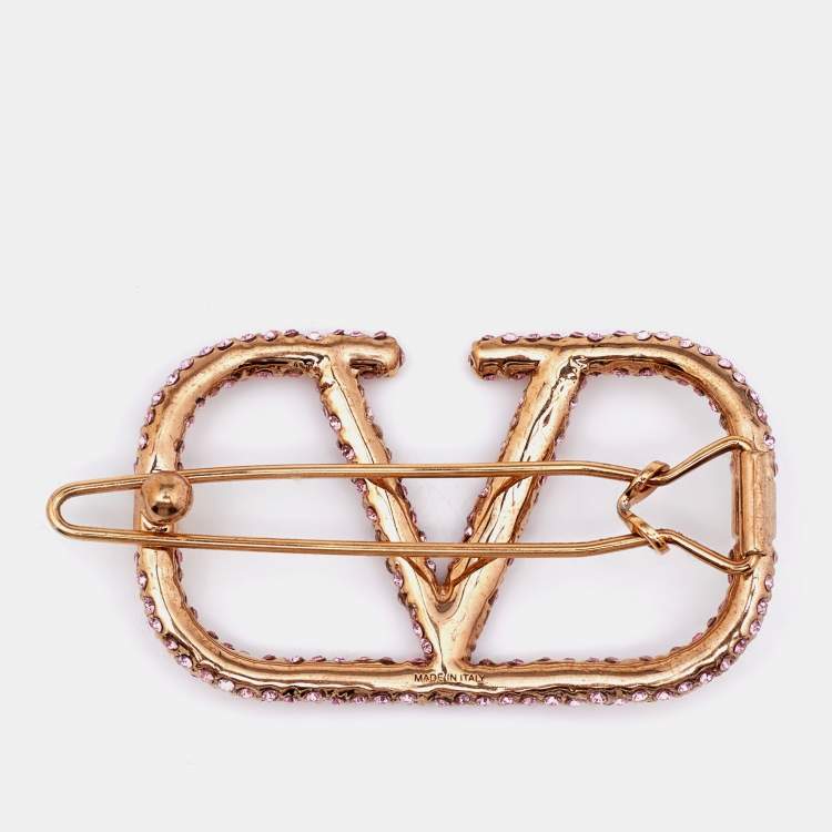 VALENTINO正規品/送料/関税込み V ロゴ Crystal Hair clip Valentino Garavani VLogo Signature Metal and Swarovski