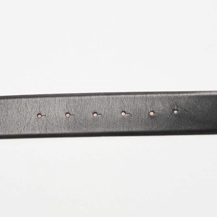 Pre Owned Valentino Black/Red Leather VLogo Reversible Belt Size 80 CM