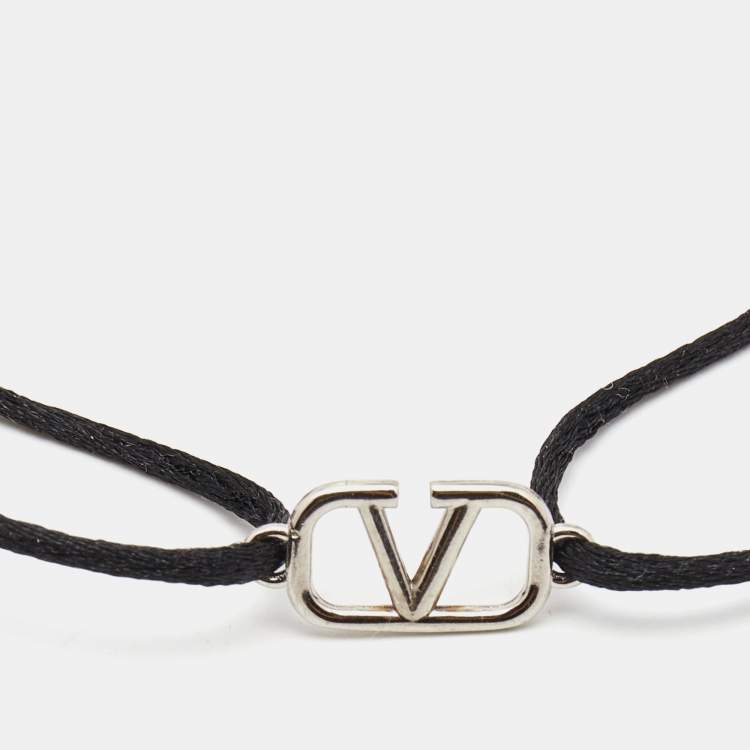 Valentino Garavani Pink Crystal VLogo Bracelet for Women