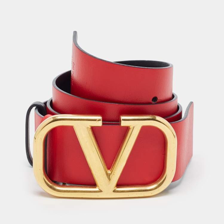 Valentino Garavani Reversible Leather Waist Belt In Black