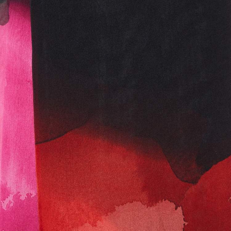 Pre Owned Valentino Multicolor Rose Printed Silk Scarf