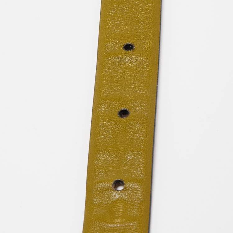 Pre Owned Valentino Green Leather Snake Buckle Belt 90CM