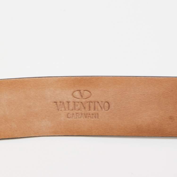 Pre Owned Valentino Green Leather Snake Buckle Belt 90CM