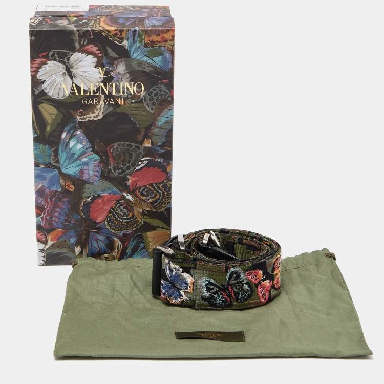 Pre Owned Valentino Multicolor Camu Butterfly Guitar Bag Strap