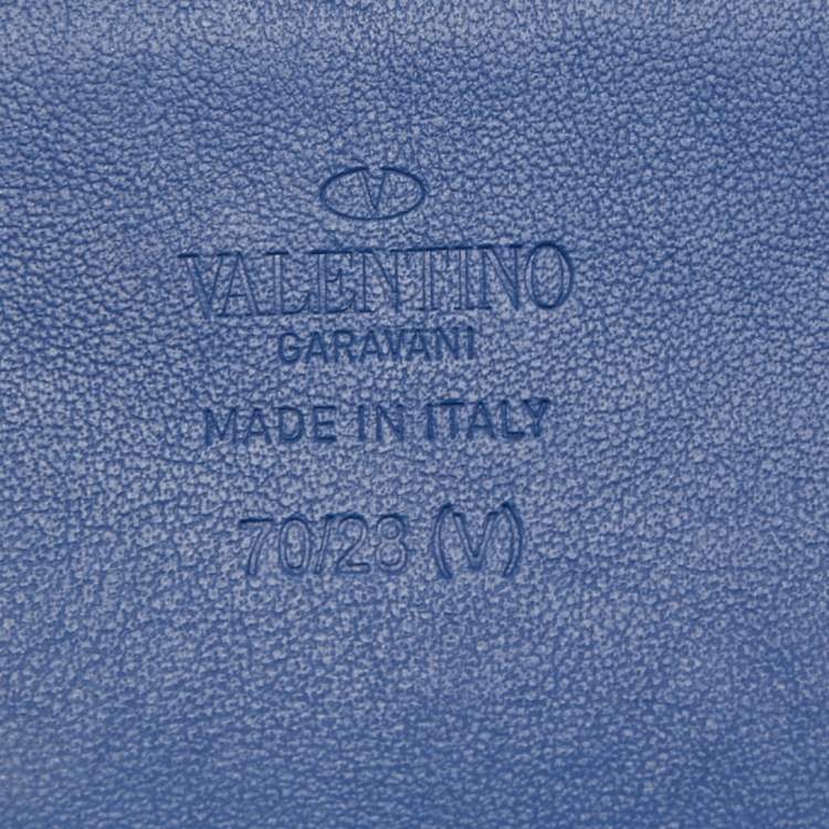 Pre Owned Valentino Blue Leather VLogo Waist Belt 70 CM
