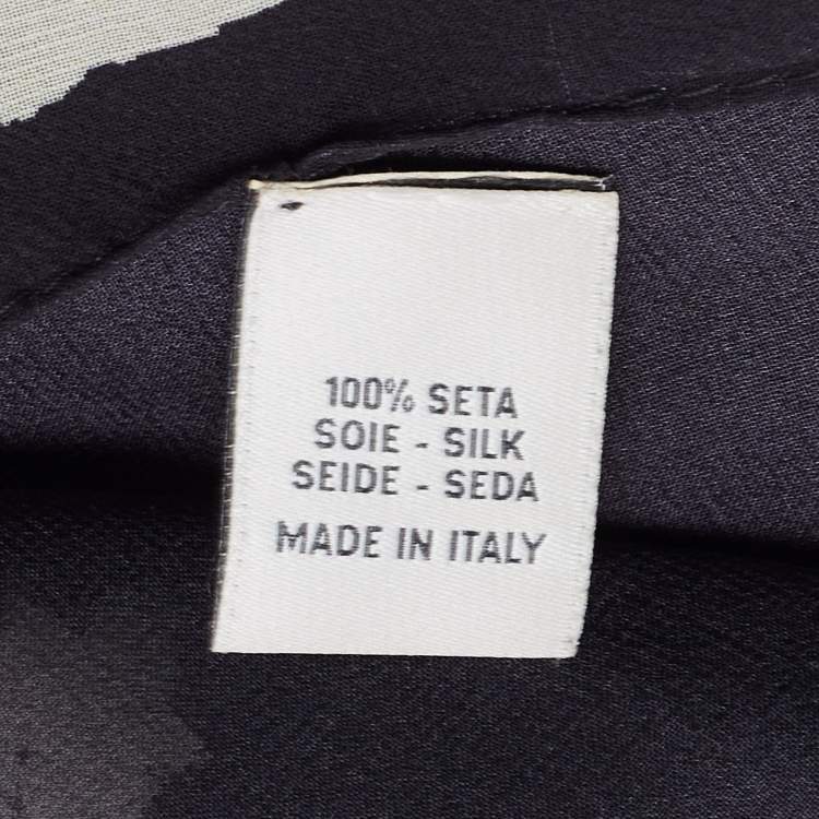 Pre Owned Valentino Black VLogo Print Silk Chiffon Scarf