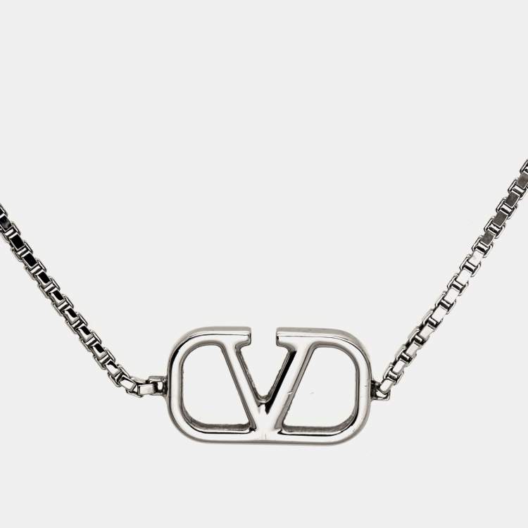 Pre Owned Valentino VLogo Silver Tone Bracelet