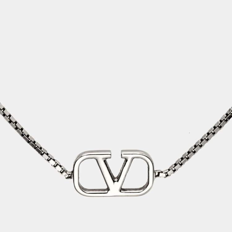 Pre Owned Valentino VLogo Silver Tone Bracelet