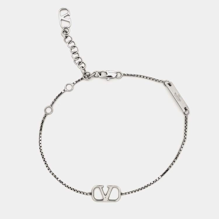 Pre Owned Valentino VLogo Silver Tone Bracelet