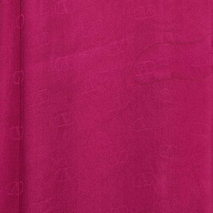 Pre Owned Valentino Dark Pink Vlogo Silk Chiffon Scarf
