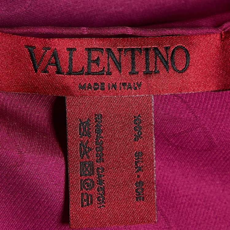 Pre Owned Valentino Dark Pink Vlogo Silk Chiffon Scarf
