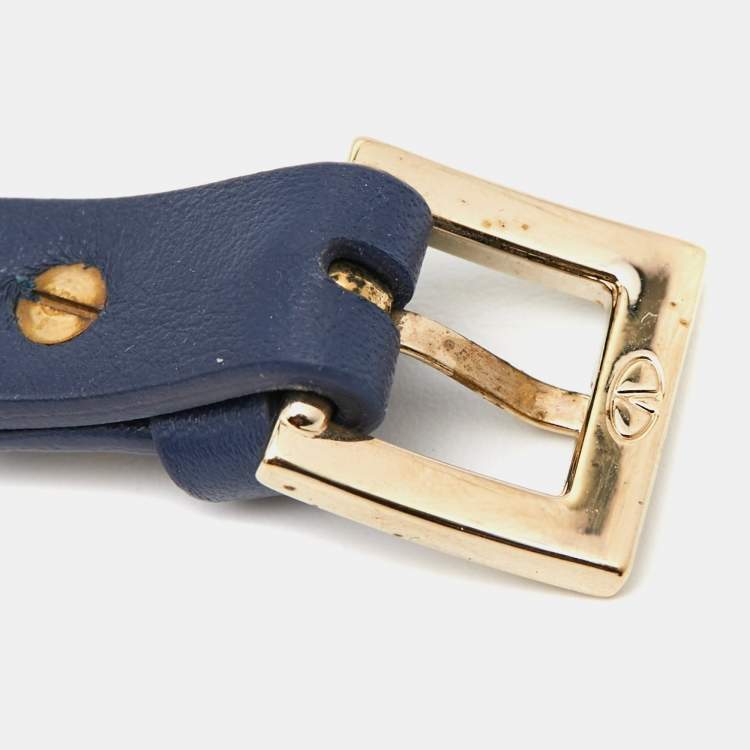 مملوكة مسبقًا Valentino Rockstud Leather Gold Tone Bracelet