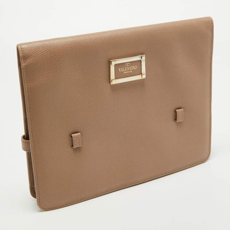 Pre Owned Valentino Beige Leather Flap iPad Cover