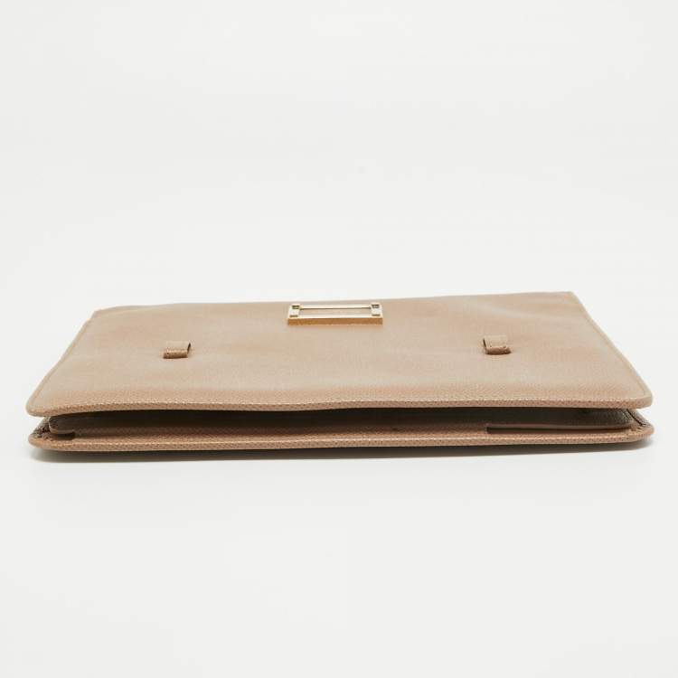 Pre Owned Valentino Beige Leather Flap iPad Cover