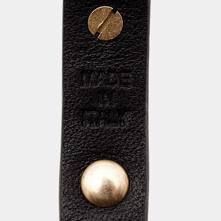 Pre Owned Valentino Rockstud Leather Gold Tone Bracelet
