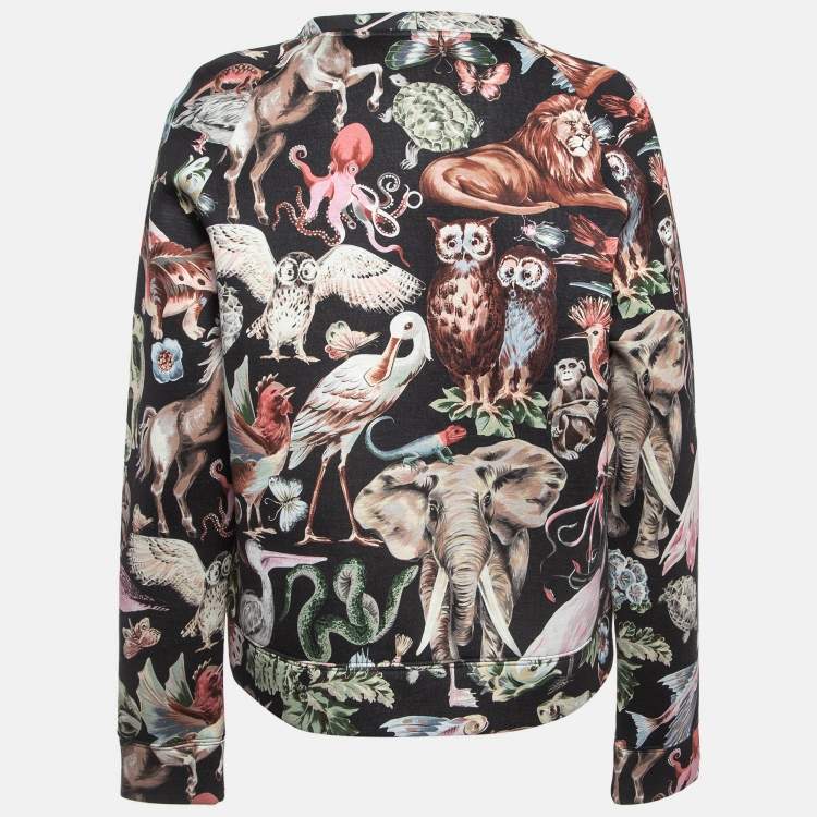 Pre Owned Valentino Black Animal Fantasy Print Neoprene Sweatshirt L