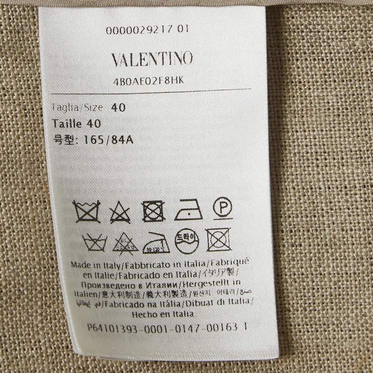 Pre Owned Valentino Beige Linen Canvas Embellished Blouse S