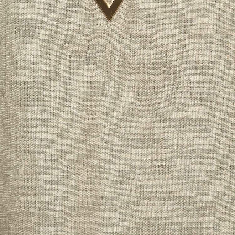 Pre Owned Valentino Beige Linen Canvas Embellished Blouse S