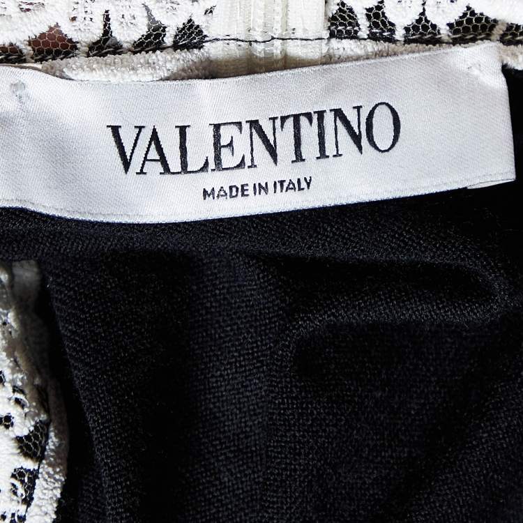 Pre Owned Valentino Black Knit & Lace Oversized Top L