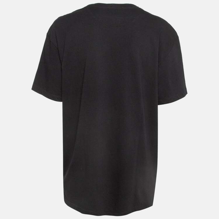 Pre Owned Valentino Black VLTN Print Cotton T-Shirt L