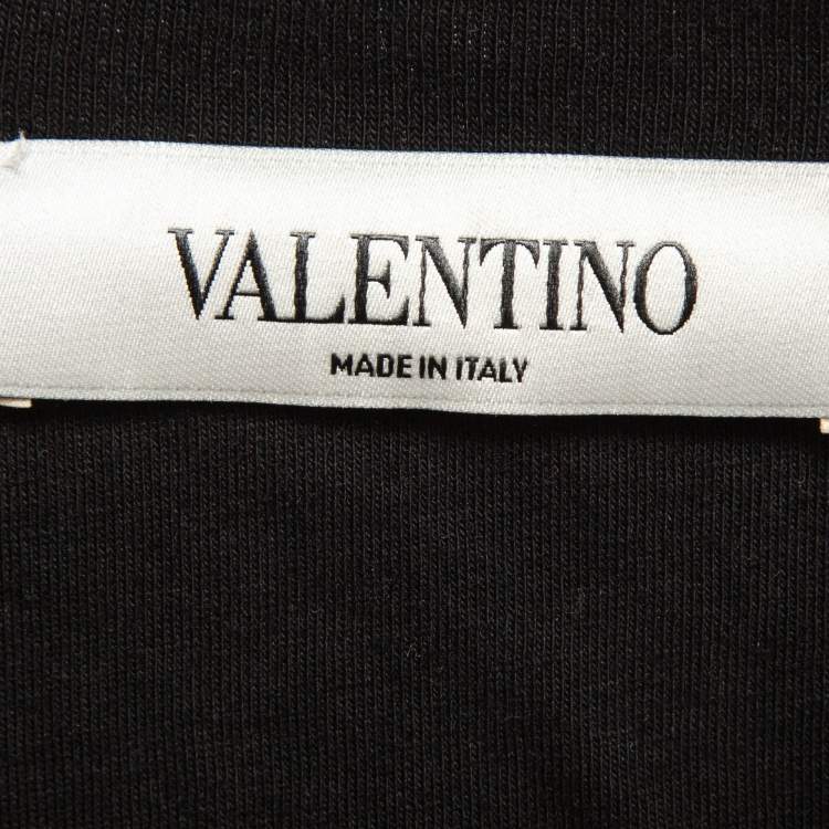 Pre Owned Valentino Black VLTN Print Cotton T-Shirt L