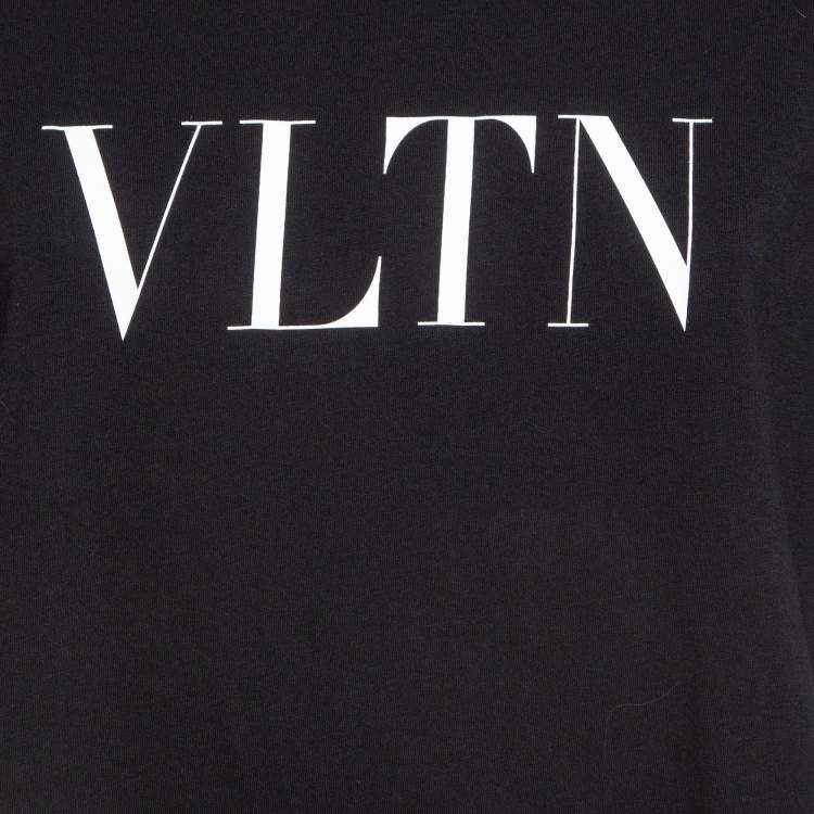 Pre Owned Valentino Black VLTN Print Cotton T-Shirt L