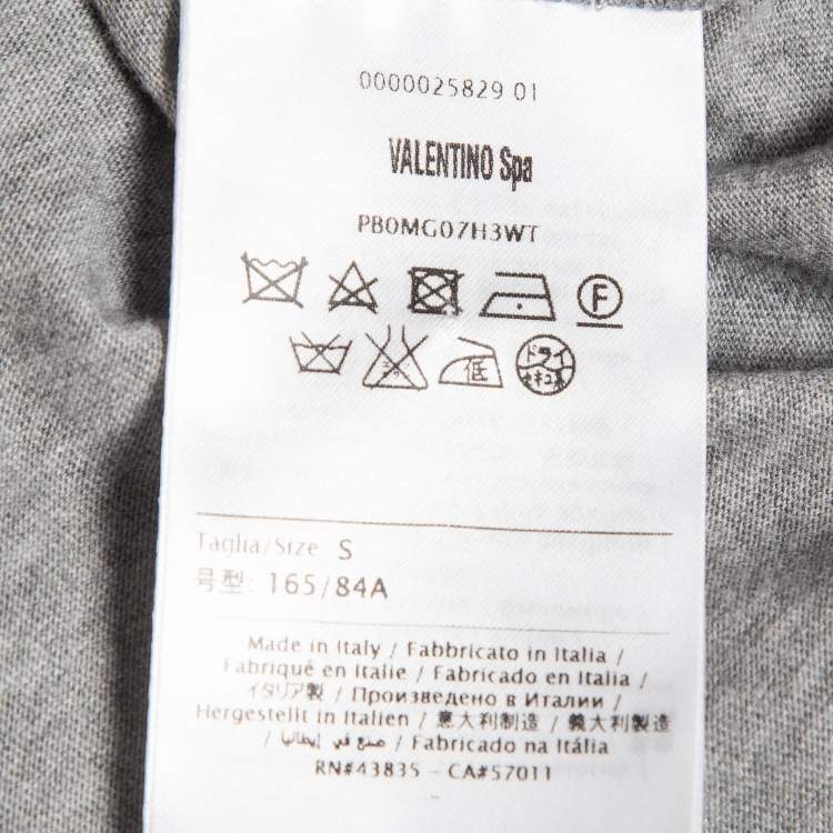 Pre Owned Valentino Grey Sequin Butterfly Applique Cotton T-Shirt S