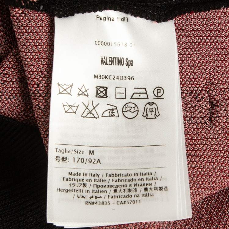 Pre Owned Valentino Black/Pink Lace Trim Knit Top M