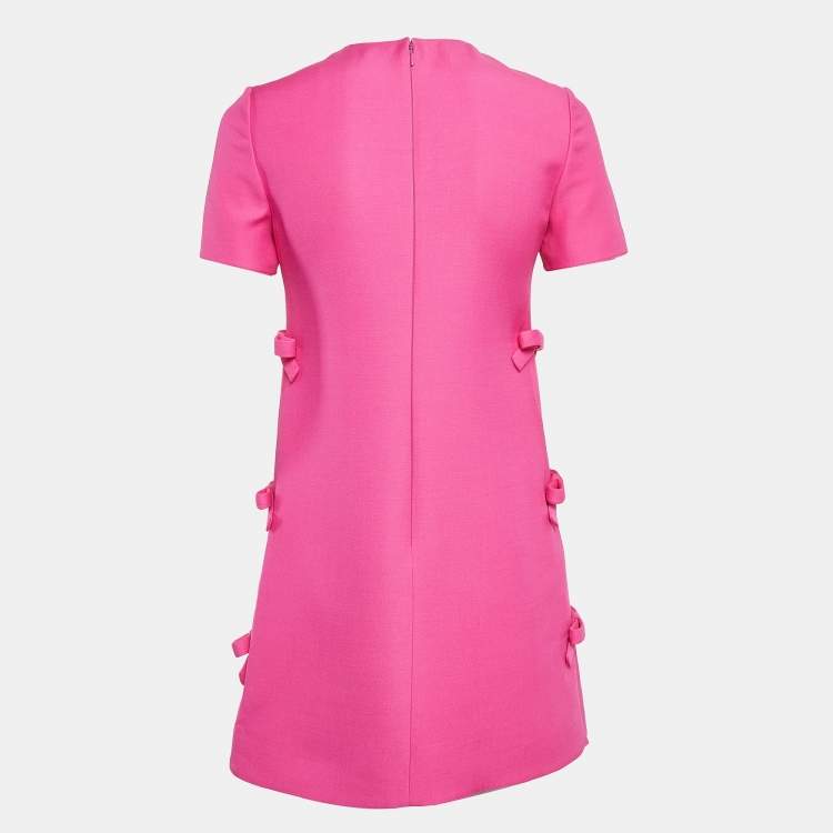 Pre Owned Valentino Pink Crepe Couture Bow Detail Short Dress S
