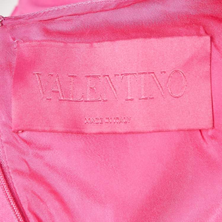 Pre Owned Valentino Pink Crepe Couture Bow Detail Short Dress S