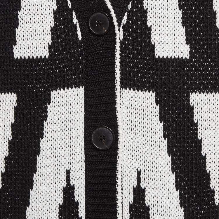 Pre Owned Valentino Black/White V Pattern Knit Optical Cardigan XS