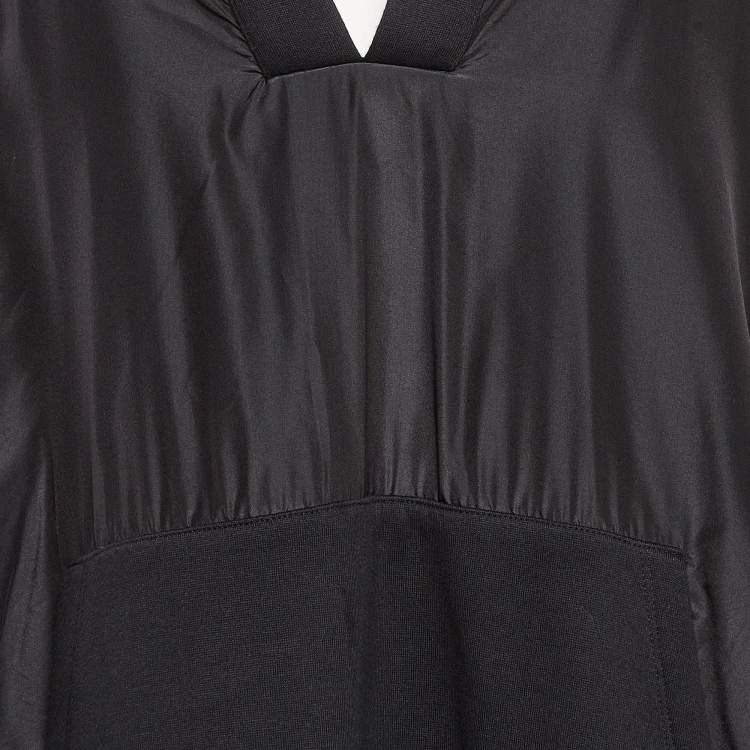 Pre Owned Valentino Black Jersey and Washed Taffetas Cape Sweatshirt L