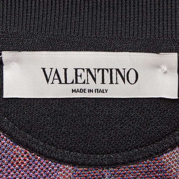 Pre Owned Valentino Black Tropical Intarsia Knitted Bomber Jacket L