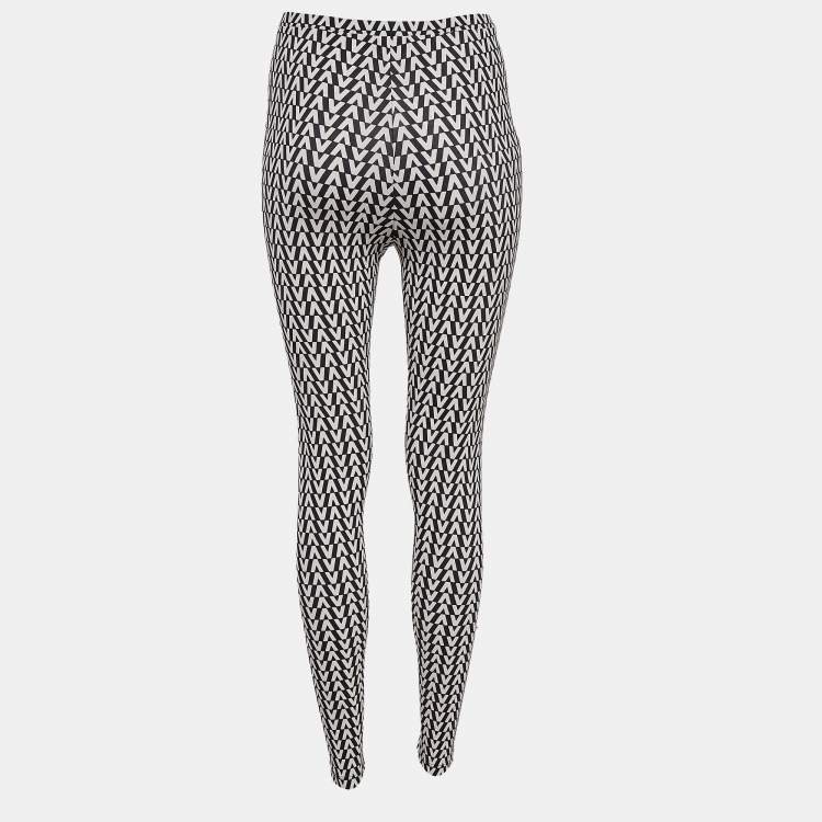 Pre Owned Valentino White/Black V Optical Print Jersey Leggings XS