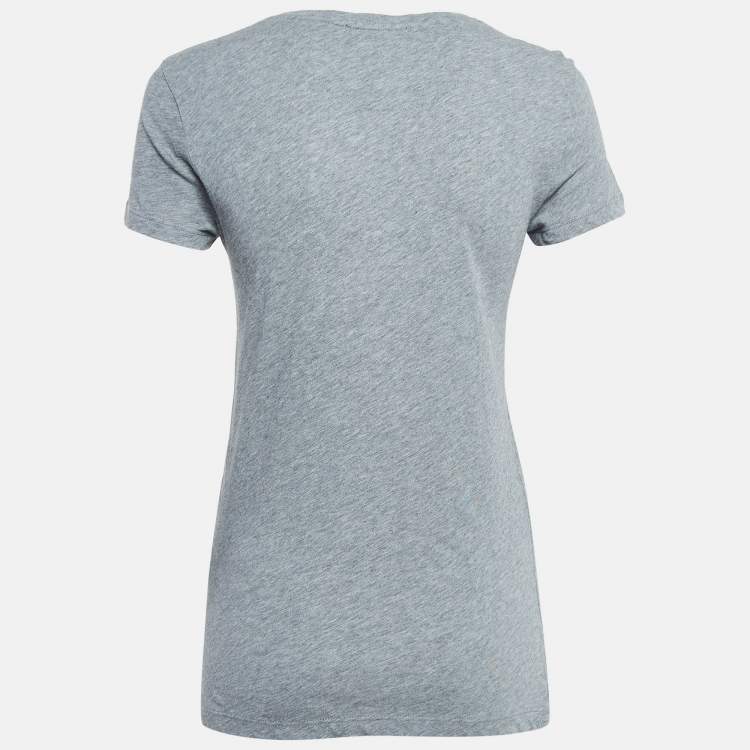 Pre Owned Valentino Grey Embellished/Printed Jersey T-shirt XS