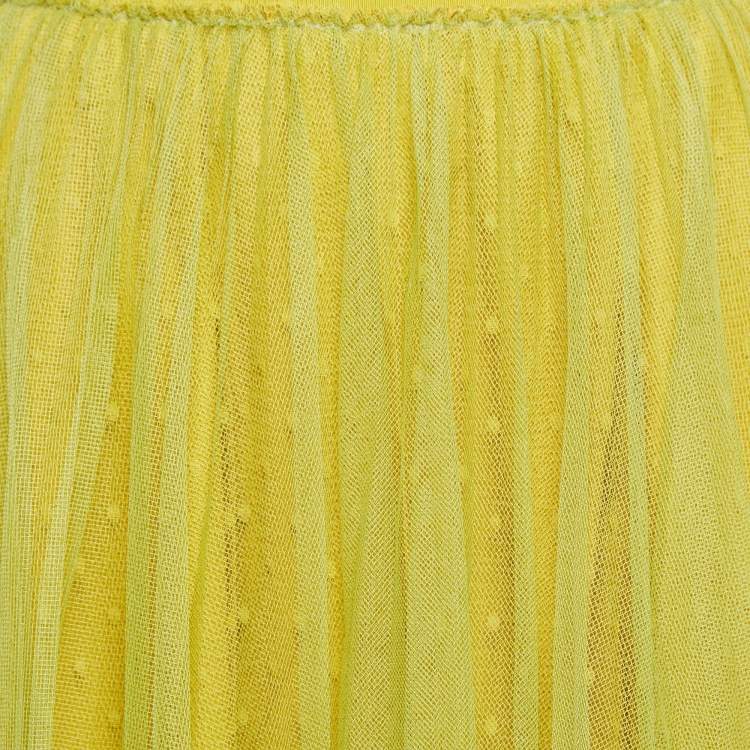 Pre Owned RED Valentino Green/Yellow Tulle Midi Skirt XS