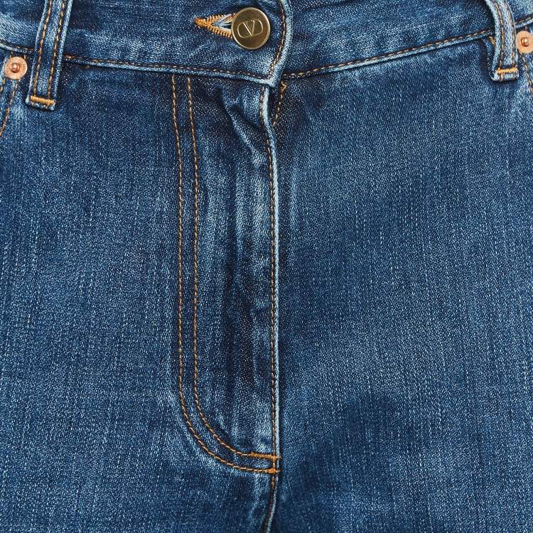 Pre Owned Valentino Blue Denim Bootcut Jeans L Waist 32"
